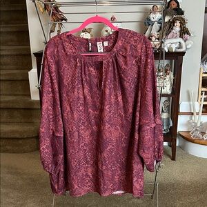 Stitch Fix Exclusive! Dolan Women's Burgundy Snake Print Blouse